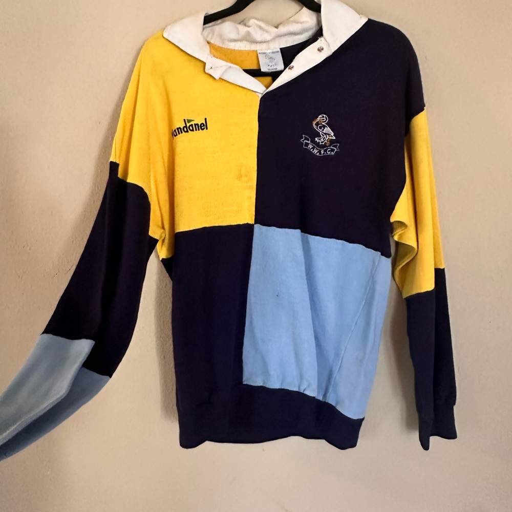 Men's Colorblock Crewneck Sweater - Navy, Yellow, Light Blue